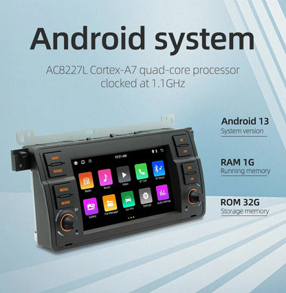 BQCC 7 Inch Android 13 Quad/Octa Core Carplay car Radio WIFI GPS 4G car stereo Navigation player MirrorlinkFor Bmw E46 1998-2006