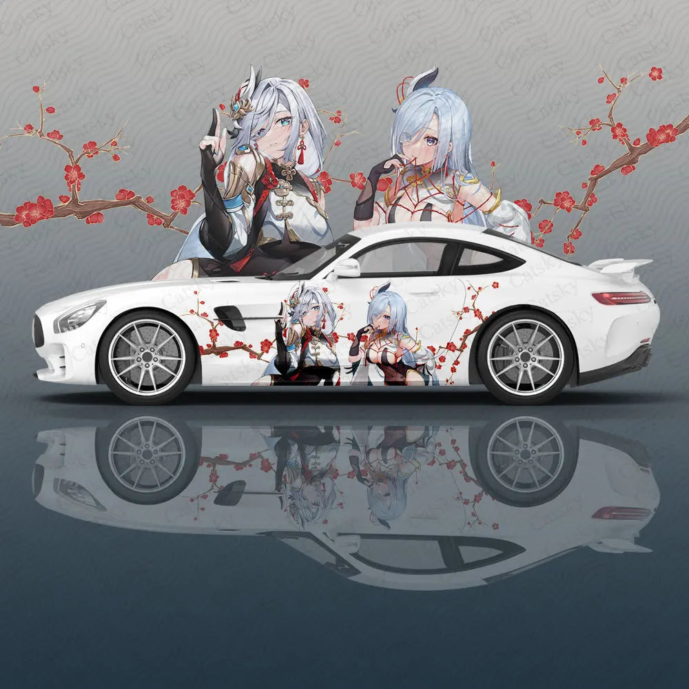 Shenhe Genshin Impact animal Car Decal Protective Film Vinyl Racing Side Graphics Wrap Accessories Spray Paint auto Stickers