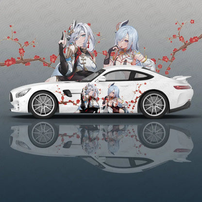 Shenhe Genshin Impact animal Car Decal Protective Film Vinyl Racing Side Graphics Wrap Accessories Spray Paint auto Stickers