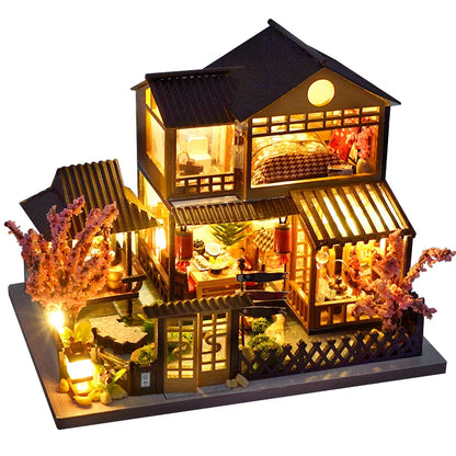 Cutebee DIY Dollhouse Kit Wooden Doll Houses Miniature Doll house Assembled With Light  Model Casa for Children Adult Gifts