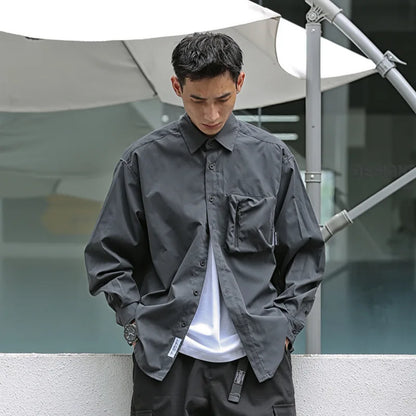 Autumn New Japanese Loose Shirt Cityboy Multi Pocket Shirt Trendy Brand Fashionable Loose Long Sleeve Shirt for Men and Women