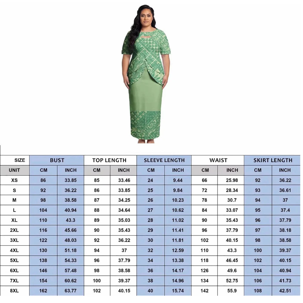 Puletasi New Design Short Sleeved Long Dress Customized Top And Skirt Knee Length Dress Party Top And Skirt Soft Fabrics