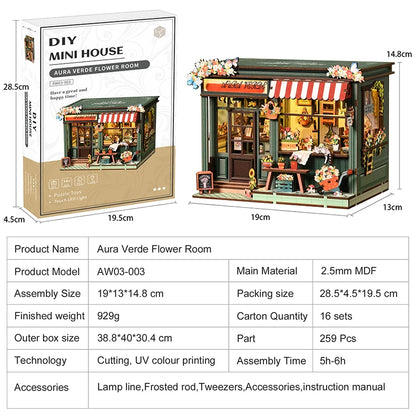 AW03-003 Creative handmade DIY small Xinye flower house mini building model DIY three-dimensional wooden house
