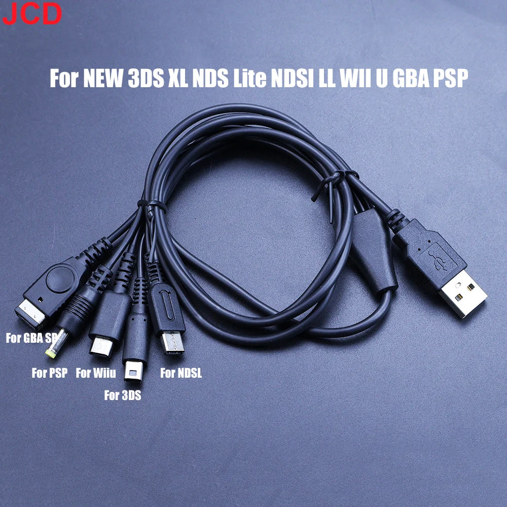 JCD 5 in 1 USB Charging Cable For New 3DS XL NDS Lite NDSI LL WII U Charger For GBA For PSP 1000/ 2000 3000 Gaming Cable
