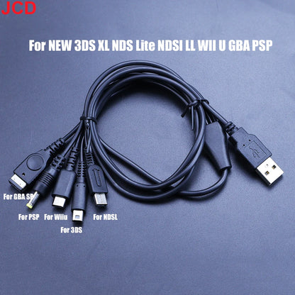 JCD 5 in 1 USB Charging Cable For New 3DS XL NDS Lite NDSI LL WII U Charger For GBA For PSP 1000/ 2000 3000 Gaming Cable