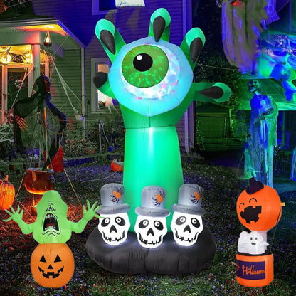 5/8FT Inflatable Halloween Decor Tombstone Ghost Pumpkin Skull Decoration Outdoor Horror House Yard Garden Props Halloween Party
