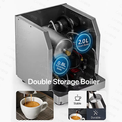 CAFOVO E110 9Bar Commercial Espresso Machine Dual Boiler Rotary Pump PID Control for Café Built-in flow Meter 220V 110V