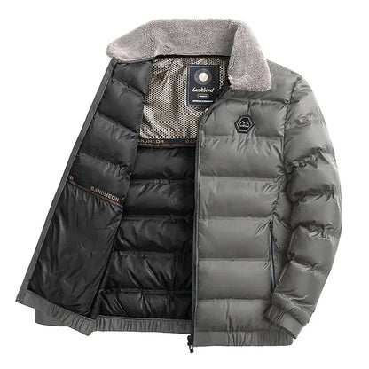 Winter Jacket Men Fleece Collar Graphene Self-heating Thicken Warm Casual Parkas Man Quality Cold Protection Coat Male Overcoat