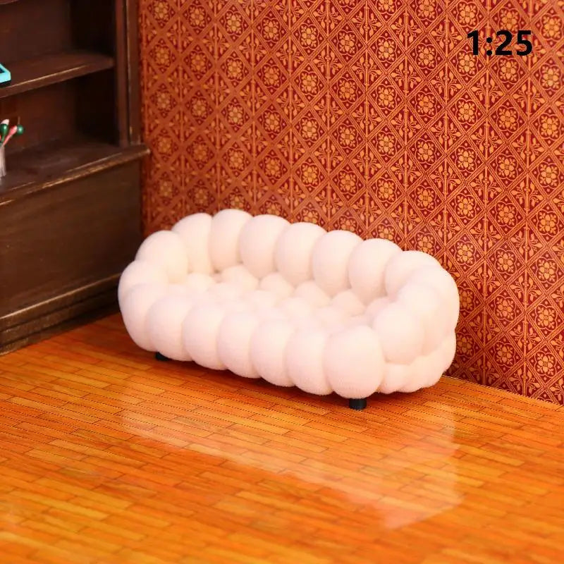 Cloud Sofa Model for Dollhouse - Miniature Living Room Furniture Decoration, Micro Scene Pretend Play Toy for Dolls House