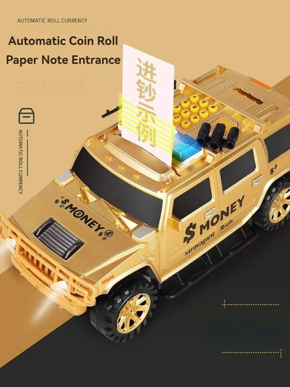 Cartoon Piggy Bank Toys Smart Music Password Fingerprint Banknote Car Coin Bank Toy Pretend Play Saving Money Box Kids Boys Gift