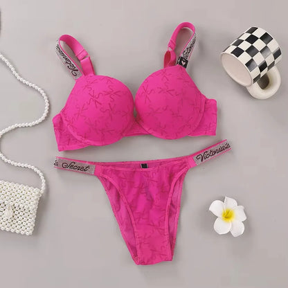 Victoria's Secret Lingerie Set Underwear Set Bras and Panty Set Women's Fashion Sexy Lingerie Sporty Padded Adjustable push up