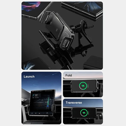 Rotation Universal 15W Car Phone Wireless Charger Holder Stand for Samsung Galaxy Fold 6 5 4 3 Z Flip S25 S24 iPhone 16 15