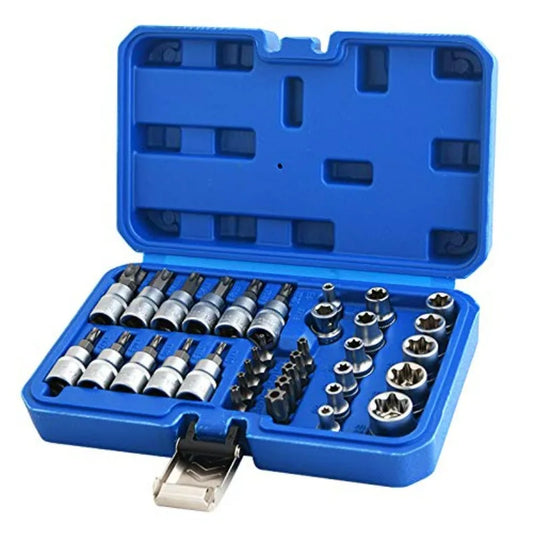 Drive Male Female E-torx Security Bits Handheld Tool Auto Repair Tool 34pcs Torx Bit Socket and E-Torx Star Socket Set