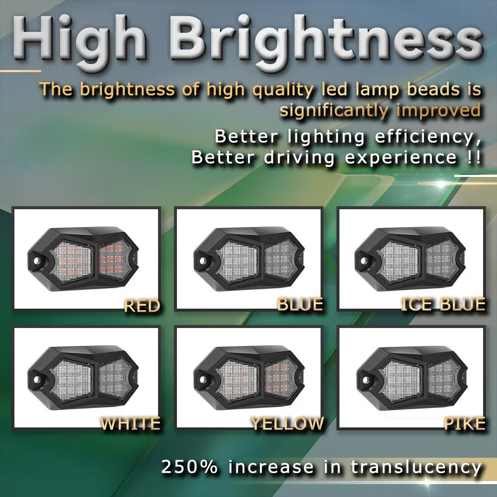 Exterior Atmosphere Light Auto Bottom Light Lamp Underbody Led Neon Lights 18 LED Car Truck LED Rock Light 12V 24V Van Lorry