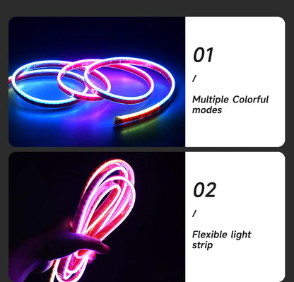 RGB Hood Light Daytime Running Lights For 12V Car APP Control Multi-function Led neon Strip Running Lights Automotive Supplies