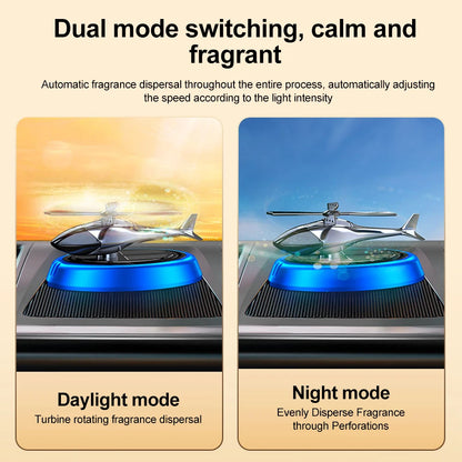 Solar Rotating Helicopter Aromatherapy Car Air Freshener Alloy + Abs Wooden Aromatherapy Machine Car Aromatherapy Aircraft