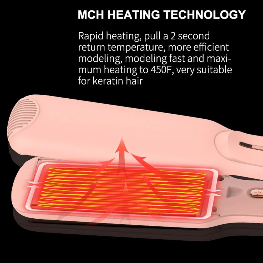 2-in-1-Flat Hair Straightener & Curling Iron, Infrared Ion Reduces Frizz, Suitable for Straight Hair, Curly Hair, Gifts
