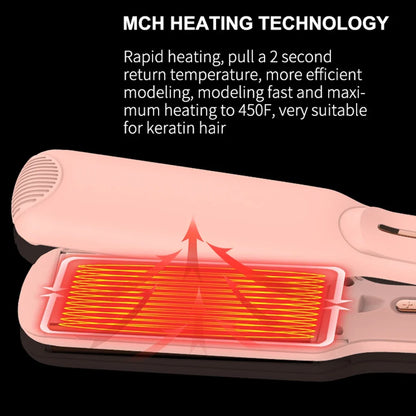 2-in-1-Flat Hair Straightener & Curling Iron, Infrared Ion Reduces Frizz, Suitable for Straight Hair, Curly Hair, Gifts