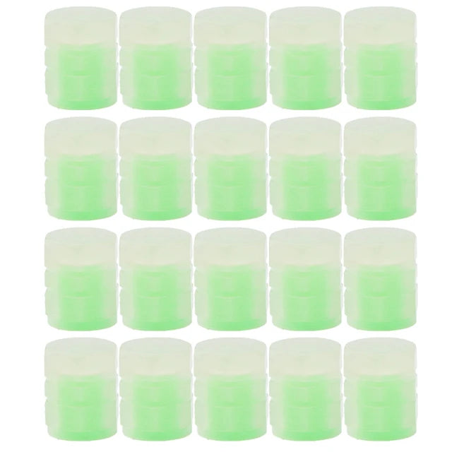 20Pcs Luminous Tire Valve Caps Car Fluorescent Tyre Valve Stem Caps Cover Night Glowing Bike Motorcycle Car Wheel Decoration