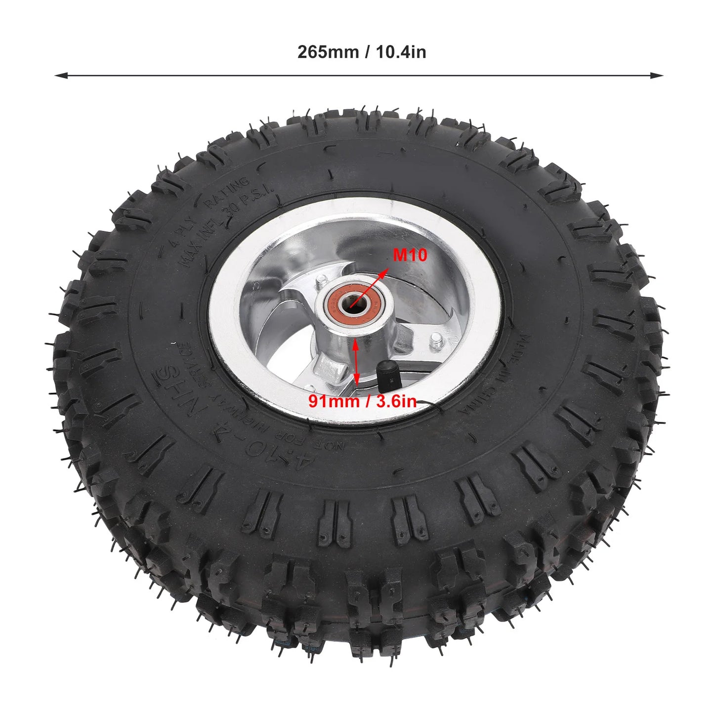 4 Inch Go Kart Tire, High Traction 4 Inch Tire with Rim, 6pr Explosion Proof, Ideal for DIY Go Karts and Mini off Road Vehicles