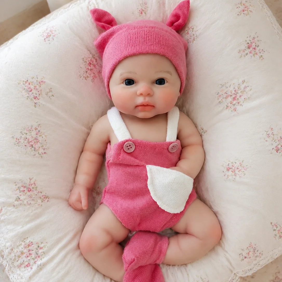 1PCS/2 Styles 13 Inch Cute bebê reborn de silicone sólido Dolls With Open Mouth & Painted Skin Soft & Washable Newborn Doll