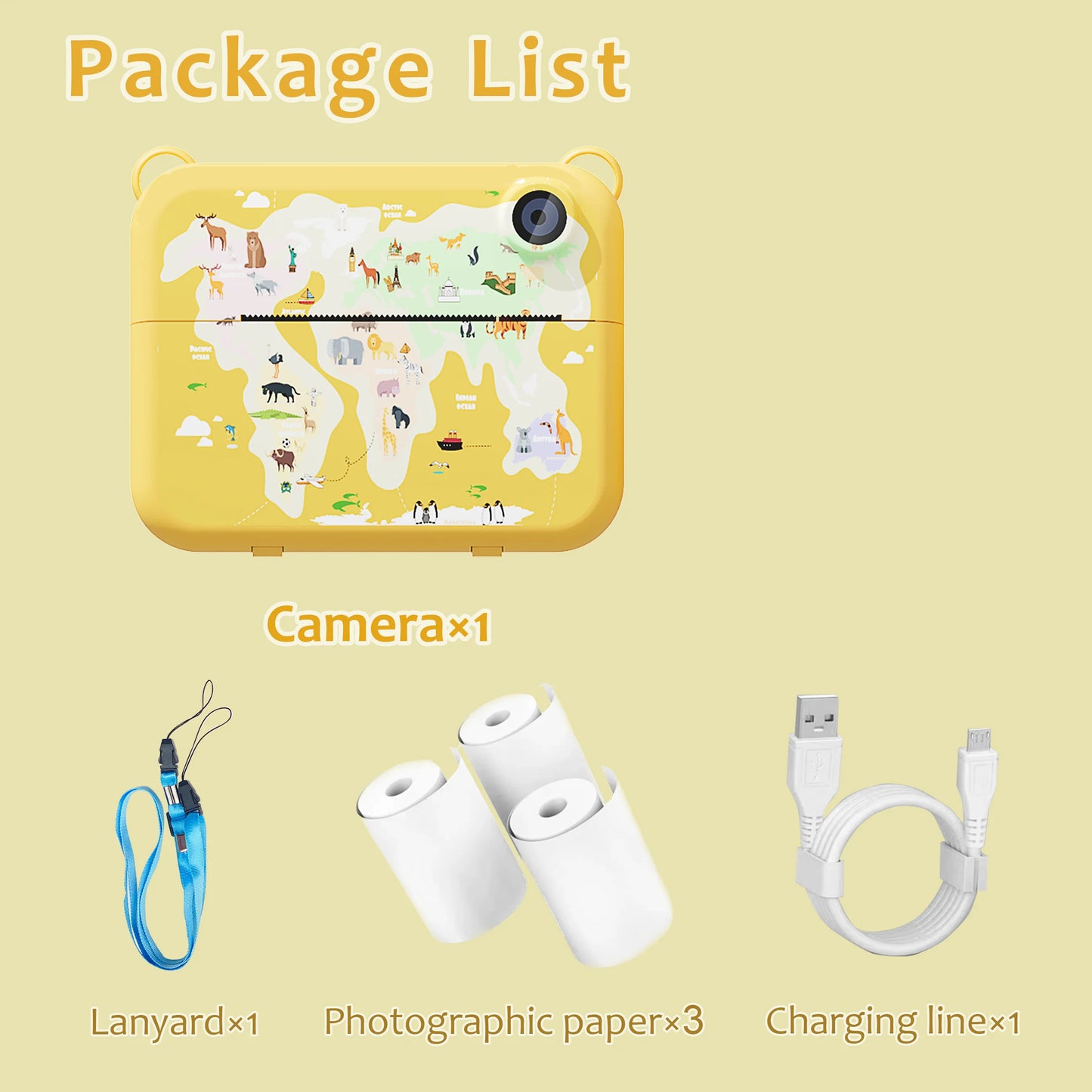 Kids Instant Print Camera 1080p High-Definition Dual Camera 1500 mAh High-Capacity Battery, 10x Zoom, Gift for 4+ Year-Old Kids