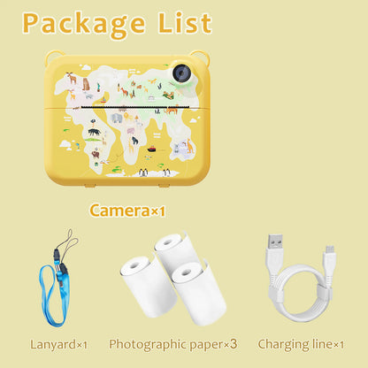 Kids Instant Print Camera 1080p High-Definition Dual Camera 1500 mAh High-Capacity Battery, 10x Zoom, Gift for 4+ Year-Old Kids