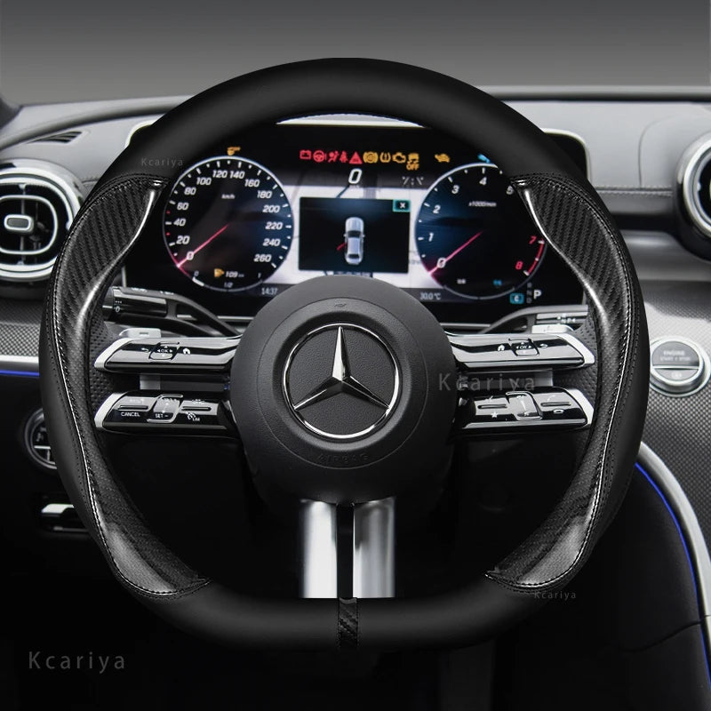 Car steering wheel cover For Mercedes A B C E R V CLASS CLA GLC GLK ML SLK VITO W123 W124 W203 W204 W176 W177 W212 W213 W221 245