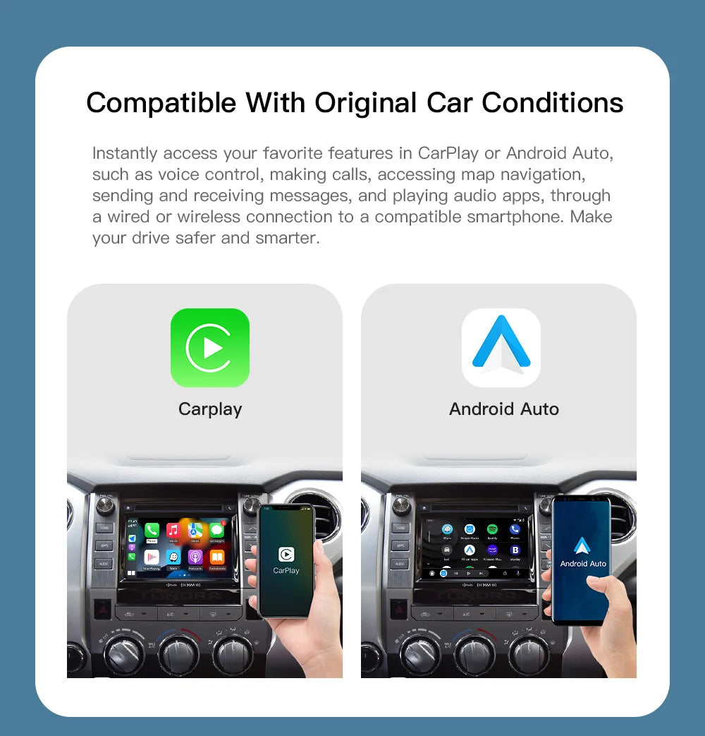 CARABC For TOYOTA CHR RAV4 Highlander Tundra Sienna Prius Yaris Camry Wireless Carplay Android Auto GPS Navigation