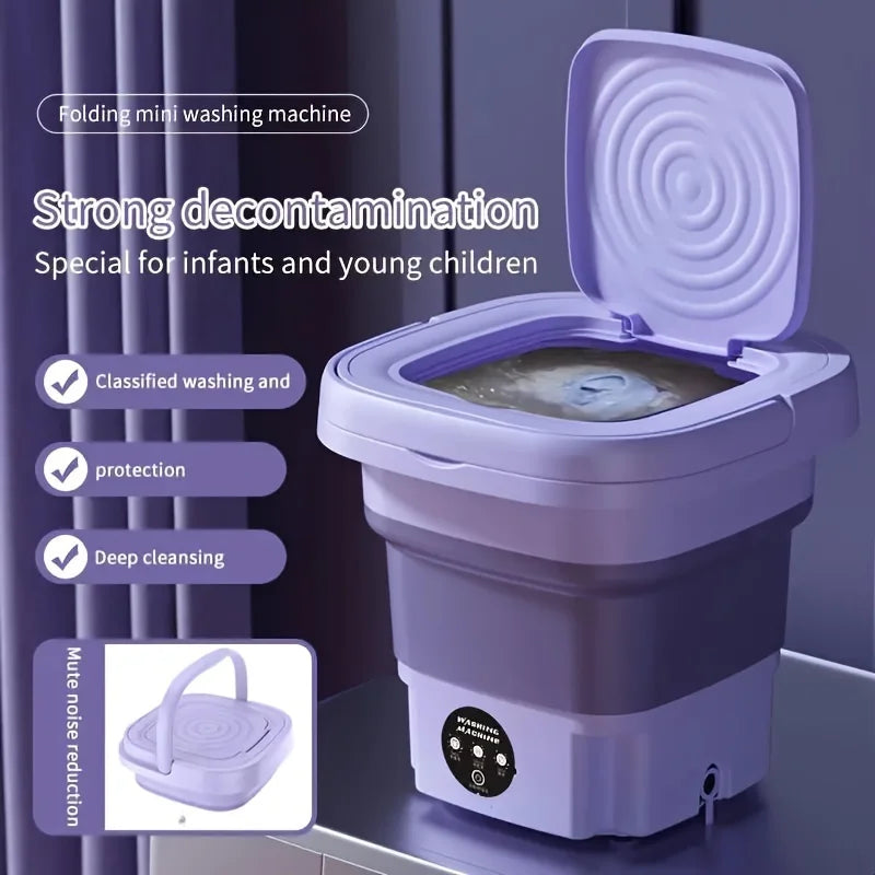 1 portable mini washing machine - 8-liter capacity, 3 deep cleaning modes, suitable for underwear, apartments, camping