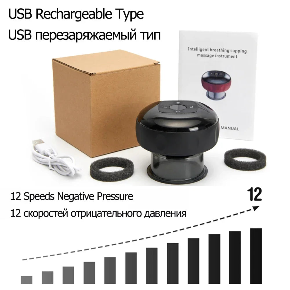 Smart Vacuum Cupping Massager Guasha Scraping Fat Burning Slimming for Muscle Soreness 12 Levels Smart Dynamic Cupping Jar