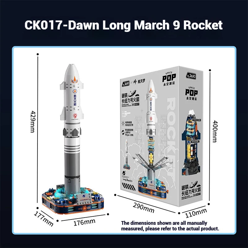 JAKI Long March 9 Space Rocket MOC Building Blocks DIY Aerospace Model STEM Educational Toy Kids Birthday Christmas Gift