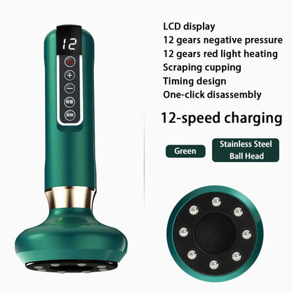 Electric Body Massager Cupping Device 12 Level Vacuum Cupping Cans Rechargeable Gua Sha Massager Heating Slimming and Fat Loss