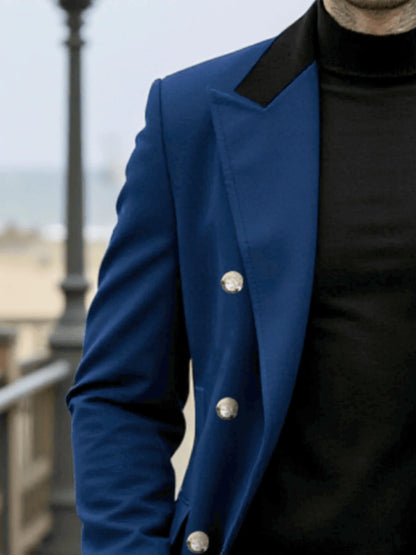 Men's Double-Breasted Wool Overcoat Thickened for Extreme Cold Patchwork Windbreaker Coat Windproof Street Style Tailoring