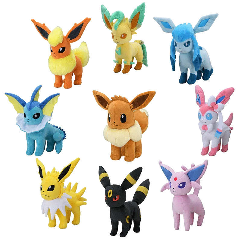 Whole set for sale Flareon Vaporeon Stuffed Doll Pokemon Umbreon Glaceon Leafeon Sylveon Scorbunny Ponyta Eevee Collection Plush