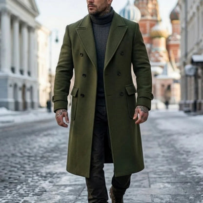 Fall/Winter Men's Wool Blends Overcoat Double-Breasted Knee-Length Trench Coat | Business-Casual & Streetwear Outerwear for Men