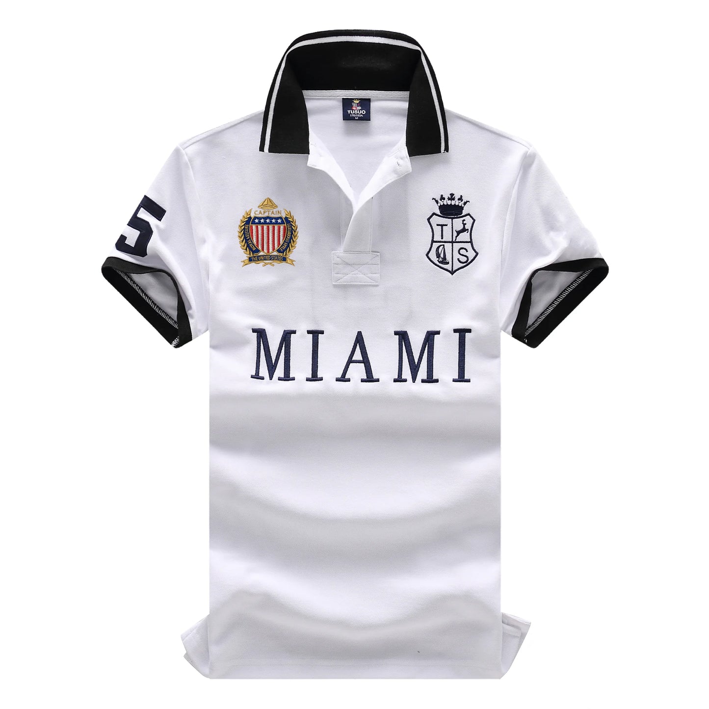 Men's Polo Shirt USA MIAMI Royal Short Casual Sport Party High-End Cotton Embroidery Luxury Contrast Color Original Design