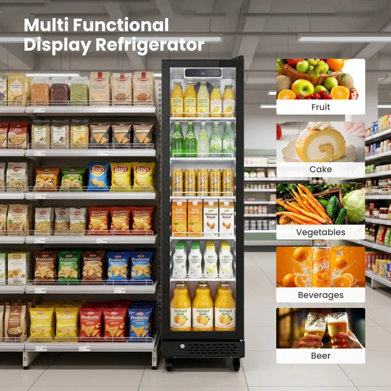 195L Vertical Beverage Display Cooler 115V 60Hz Mechanical Thermostat Commercial Drink Refrigerator Silent 50dB For Shop Cafe Bar