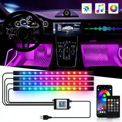 Neon Led Car Lights Strip Ambient Light Auto Wireless Remote Music APP Control RGB Atmosphere Decorative Lamp Auto Accessories