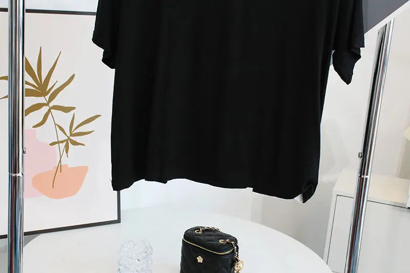 Ultra-Hand Feel Short Modal T-Shirt Women's  Summer 2025 Slimming round Neck Short Sleeve  Color Base Shirt