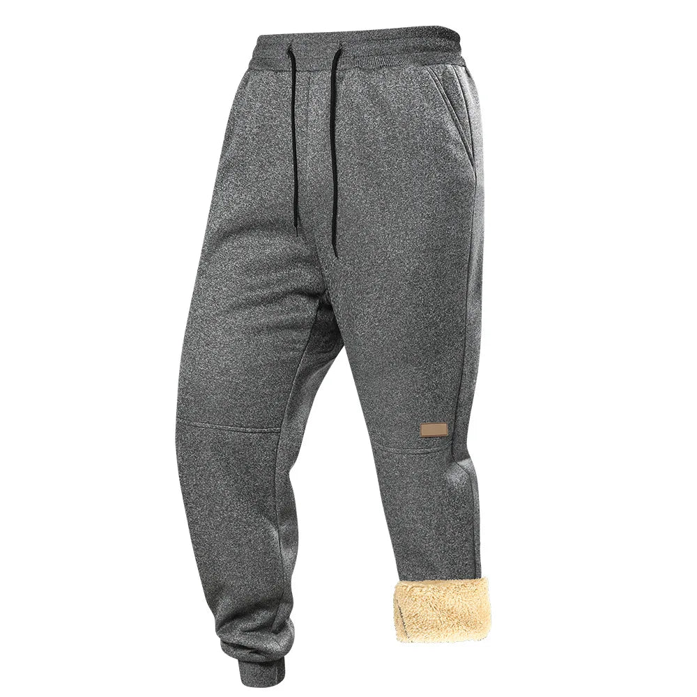 Casual for Autumn and Winter Men's Large Size Plus Velvet Pants Thermal Sports Thickened 2025 Sets Man Black Sweatpants Baggy