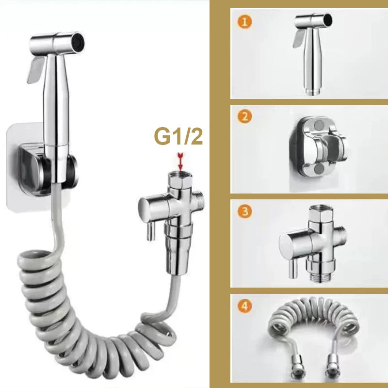 Bathroom Single Cold Water Toilet Bidet Sprayer Faucet Stainless Steel Shower Bidet Wall Mounted Woman Cleaner