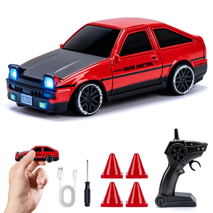 1/64 High Speed Drift RC Car with Light 2.4G 4WD Remote Control Car Mini Racing Model Cars Desktop Full Proportion Cars Gifts