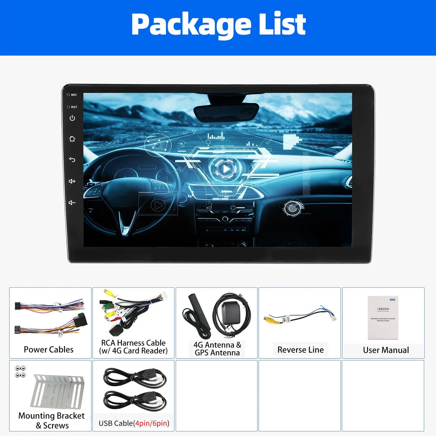 ESSGOO 7 9 10" Car Radio Android Auto Carplay Car Stereo Multimedia Player Universal WIFI GPS Autoradio Car Intelligent Systems