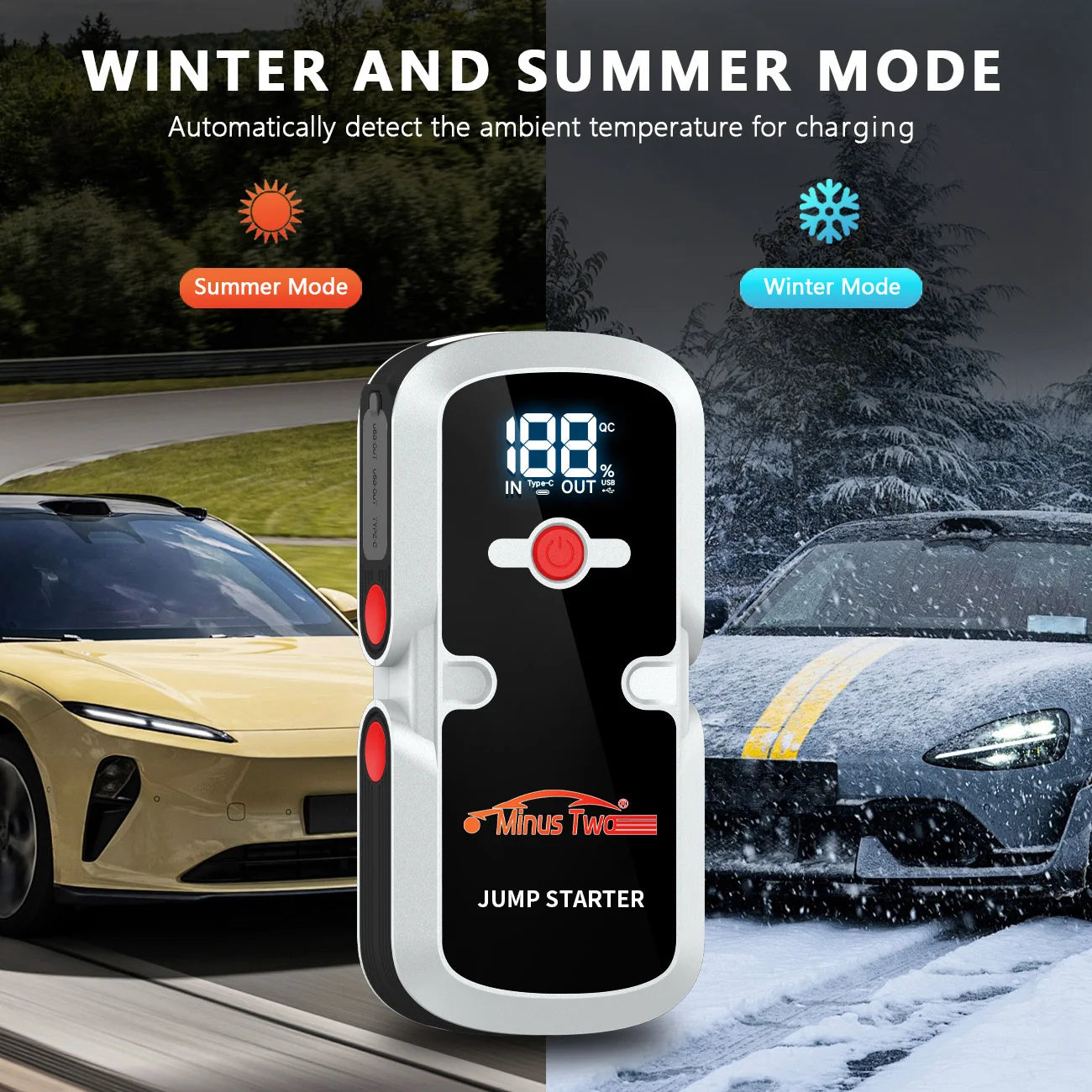 All Engine Portable Jump Starter, Car Battery Booster Power Bank, USB Fast Charging & LED Flashlight Emergency Kit