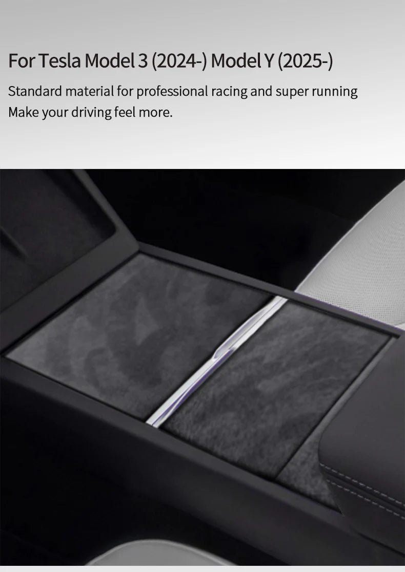For Tesla Model 3 (2024-) Model Y(2025-) Center Console Panel Trim Sticker Anti Scratch Car Interior Accessory Made of Alcantara