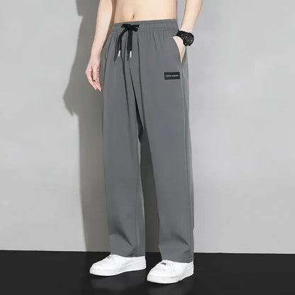 Trousers Straight Plain Wide Leg Draped Thin Male Sports Pants Summer Sport Slacks Xxl Jogger Big Tall Man Men's Sweatpants