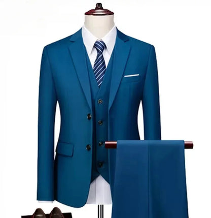 Elegant Men Suits 3 Pieces 2 Blazers Sets Wedding Jackets Vest Pants  Classic  2025 Formal Coats Korean Costumes