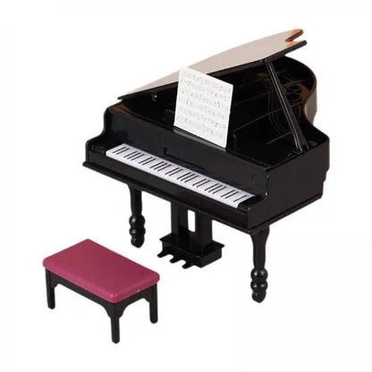 Dollhouse Mini Grand Piano Interactive Flip Cover Miniature Musical Instrument Furniture for Doll House Living Room
