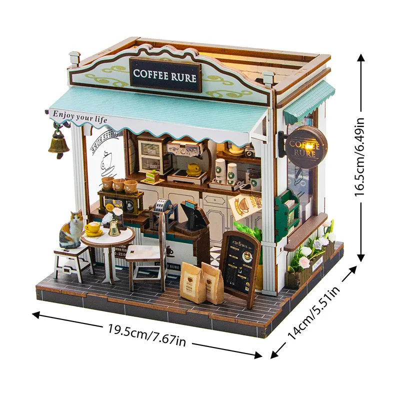 DIY Wooden Puzzles Bookstore Casa Miniatures Bookend Assembled Houses Toys For Friends Birthday Gifts Home Decoration